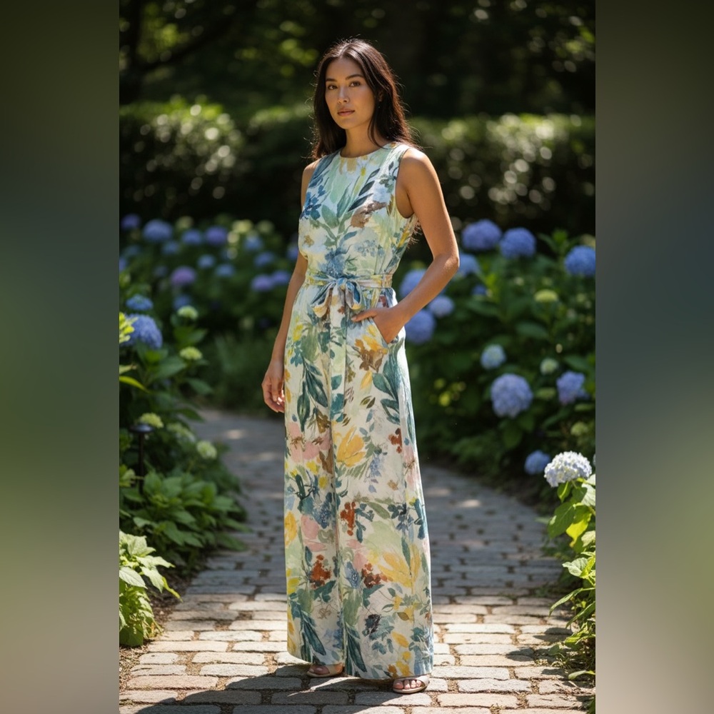 Ted Baker Blue Green Halter Jumpsuit NWT